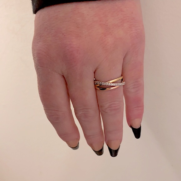 925 Stamped Tricolor CZ Ring And Matching Necklace - Picture 12 of 16